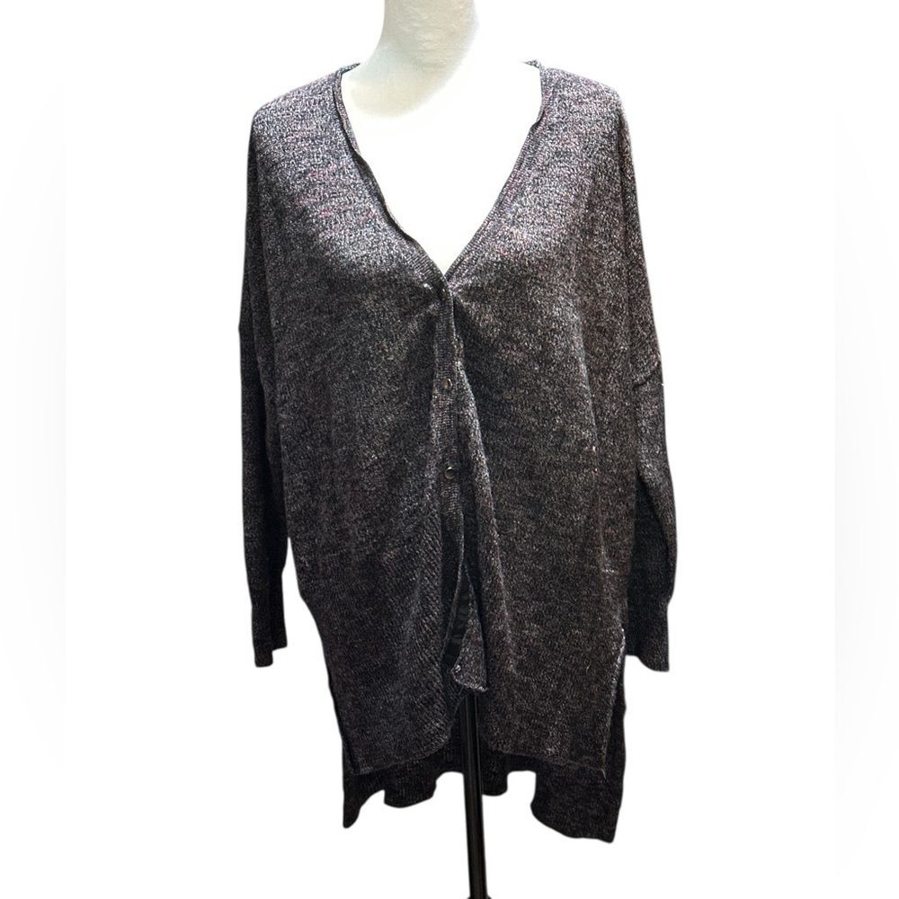 Free People Woman’s Grey Oversized “boyfriend/grandpa” Sweater OS
